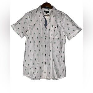 Eighty-Eight Platinum Cactus Short Sleeve Button Up Cotton Men M‎ Shirt Casual